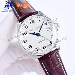 Montre à quartz de luxe pour homme Longnes, de haute qualité, avec boîtier en acier inoxydable 316L, bracelet en cuir étanche, fond transparent - Product Image 3