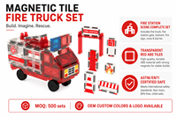 Jouets de construction magnétiques pour enfants, ensembles de véhicules urbains (pompier, police, taxi, ambulance, bus), imprimés UV, jouet éducatif STEM, vente en gros, OEM, personnalisé