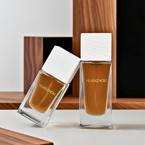Bán buôn 30ml 50ml 100ml vuông rõ ràng chai nước hoa với màu trắng đen bằng gỗ Mũ vuông Nước hoa chai thủy tinh - Product Image 3