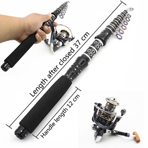 Ensemble de canne à pêche télescopique Searcher Mini Sea Rod 2,1 m avec moulinet spinning, combo ultra-court pour la pêche en eau salée - Product Image 2