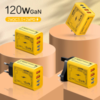 Hot Selling 120W 4 Port 2 USB-A und 2 Typ C Ladegerät Adapter mit Zink legierung Kabel Set für Iphone & PC Schnell lade datenkabel