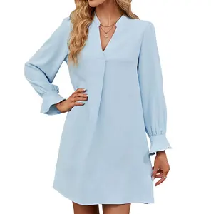 2023 Chine <span class=keywords><strong>pas</strong></span> <span class=keywords><strong>cher</strong></span> en gros Stock vente femmes mode robes manches longues pull col en V printemps automne <span class=keywords><strong>grande</strong></span> <span class=keywords><strong>taille</strong></span> jupes - Product Image 1