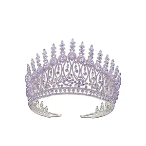 紫色散装头饰廉价绿色，适合女王金色大皇冠和婚礼头饰
