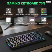 Clavier mécanique sans fil OEM ODM H83 Pro 75 % pour le gaming, hot-swappable avec bouton rotatif, rétroéclairage RGB, pré-lubrifié, switchs linéaires Cardamom S
