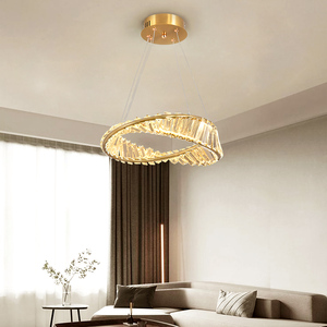 Lampadario a Sospensione Moderno con Anello di Muschio Dorato e Cristalli, LED a 3 Colori Intercambiabili, per Soggiorno e Camera da Letto, Disponibile nel Magazzino <span class=keywords><strong>in</strong></span> Germania - Product Image 1