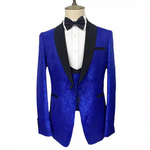 44-58 européen US à la mode hommes trois pièces chic motif foncé costumes transfrontaliers banquets mariages garçons d'honneur fermeture éclair mouche pantalon - Product Image 3