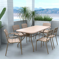 Ensemble de table à manger en aluminium personnalisé pour l'extérieur, design créatif pour les zones alimentaires, les zones de loisirs, les stations balnéaires
