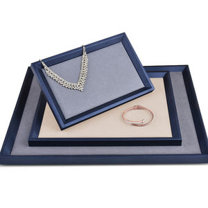 Vente en gros de présentoir de comptoir de plateau de bijoux à cadre bleu foncé de style élégant de Jinsky pour un présentoir de bijoux impressionnant - Product Image 1