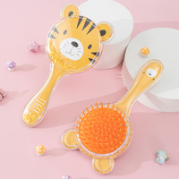 Brosse à cheveux portable pour enfants, motif ours de dessin animé transparent et mignon, en PS, avec motif tigre personnalisé