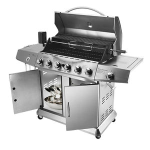 स्टेनलेस स्टील 6 बर्नर गैस बीबीसी ग्रिल बड़ा खाना पकाने का क्षेत्र हॉटप्लेट आधुनिक प्रीमियम डिजाइन समायोज्य ट्रॉली फोल्डेबल आउटडोर उपयोग - Product Image 5
