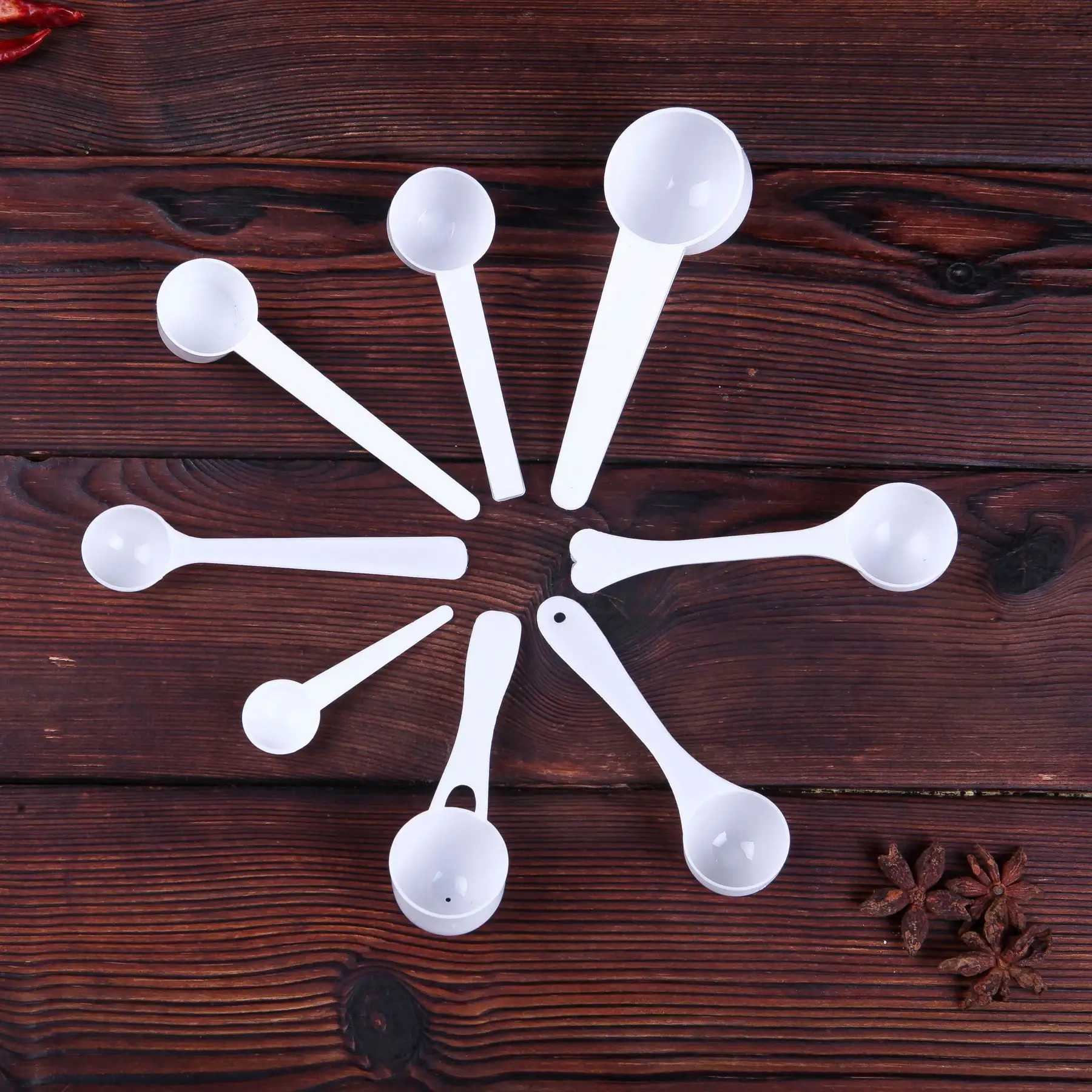 FXL 0.25ml 0.25g 1g 2g 3g 5g 10g 15g White Plastic Measuring Spoon For Milk Powder Tea Salt Round Flat Bottom Medicine