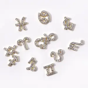 Nail Art Decoration Accessoires Twaalf Sterrenbeeld Legering Diamanten Sieraden 12 Zodiac Symbool Lucky 3d Nail Charms Steentjes