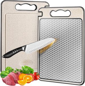 SS304 Double Sided Scratch-Resistant Sustainable <b>Plastic</b> & Stainless Steel Cutting Board Dishwasher Safe - Product Image 1