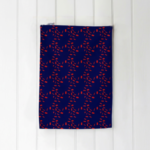 SAI IMPEX 100% Cotton Modern Kitchen Towel Printed Red on Navy Blue Washable Sustainable Anti- <b>Home</b> <b>Textile</b> Tamil Nadu Made - Product Image 1