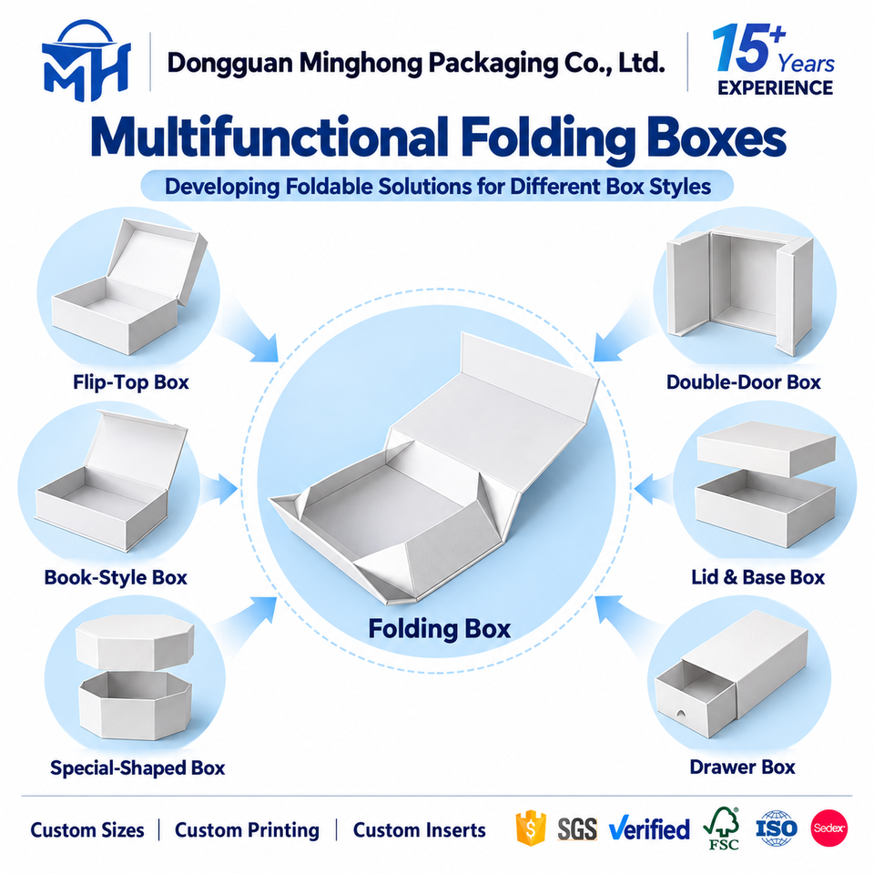 OEM ODM Custom Logo Folding Paper Gift Boxes with Handle for Cosmetics ...