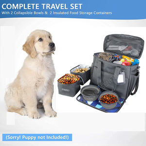 Saco luxuoso do curso do cão com 2 tigelas dobráveis do silicone 2 recipientes do alimento Multi-uso bolsos Oxford Material <span class=keywords><strong>Pet</strong></span> acessórios - Product Image 2