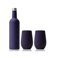 Refroidisseur liège cadeau promotionnel chaud 500ml 750ml bouteille de vin et 12oz gobelet à vin tasses en acier inoxydable bouteille de vin ensemble boîte-cadeau