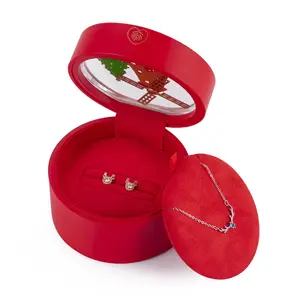 Scatola regalo di natale scene di sabbie mobili rosso rotondo tocco luce led in magazzino