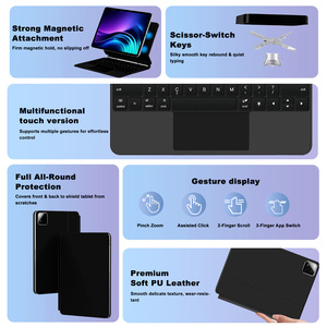 Clavier rétroéclairé RVB 7 couleurs en promotion pour Xiaomi Pad 6S <span class=keywords><strong>Pro</strong></span> 12,4 pouces, clavier intelligent sans fil pour tablette avec pavé tactile - Product Image 6