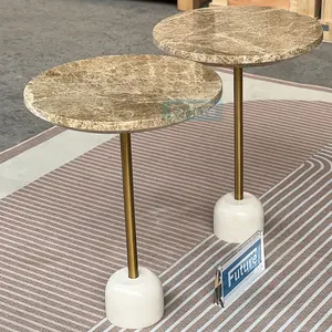 Bureau de thé en marbre à dessus rond moderne meubles de salon petite table d'appoint en marbre table basse de déracinement pour la maison