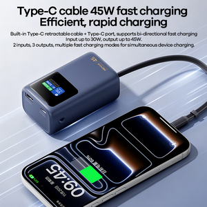 Cargador Portátil REMAX JP368 de 10000mAh con Carga Rápida PD de 45W, Cable USB-C Retráctil Integrado de 65cm <span class=keywords><strong>y</strong></span> Pantalla TFT - Product Image 4