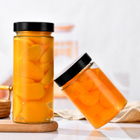 En stock Offre Spéciale 100ml 200ml 500ml Écrous cylindriques à large ouverture de haute qualité Sauce Miel Cornichons Bocal en verre avec couvercle en plastique à vis