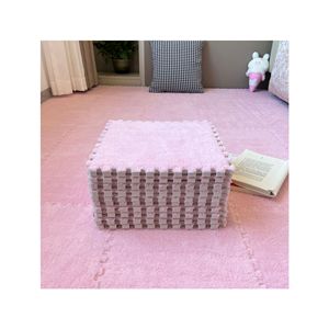 Alfombra de gateo para bebés, tapetes de piso entrelazados cuadrados antideslizantes, lavables, para sala de estar, tapetes de piso para niños, de fibra de poliéster, de color sólido - Product Image 5