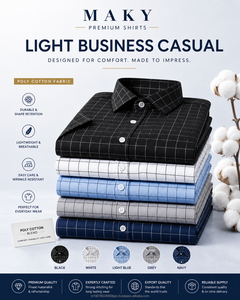 High Quality Men's Solid Business Casual Slim Fit Long Sleeve Quick Dry Polyester/Cotton Summer Shirt Wholesale Manufacturer - Product Image 6