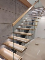 Système de garde-corps en verre sans cadre Prima Custom Modern Standoff pour escaliers, idéal pour les projets résidentiels