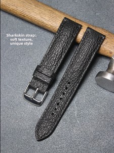 สายนาฬิกาอัจฉริยะทำด้วยมือทำจากหนังแท้แบบปรับแต่งเองได้ทำจากสเตนเลสสตีลหัวเข็มขัดแบบเข็ม-<span class=keywords><strong>หนัง</strong></span><span class=keywords><strong>ฉลาม</strong></span>สีน้ำตาลสีดำ - Product Image 1