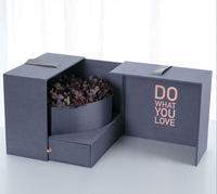 Boîtes Cadeaux de Fleurs à Tiroir Personnalisées en Stock, Bouquets de Roses Florales Préservées, pour Parfums et Bijoux
