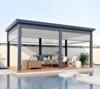 Pergola de jardin motorisée moderne de luxe, imperméable, avec structure en alliage et toit à lames orientables télécommandées