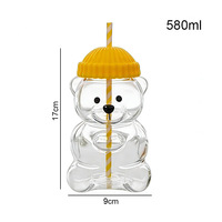 Gobelet en verre en forme d'ours en peluche de Noël, verre borosilicate, anti-fuite, couvercle vert, paille, passe au micro-ondes et au lave-vaisselle, design moderne