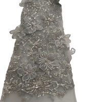 Tissu en maille pour femme, tricoté 3D floral, 100% acrylique, robuste, orné de perles et de paillettes multicolores, à pointes perlées