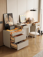 Table de maquillage en bois massif avec tiroirs intégrés pour la maison, chambre principale, petite chambre d'appartement, style minimaliste de luxe léger
