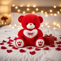 Ours en peluche personnalisé en gros, 4 couleurs, tenant un cœur, en coton PP doux, coussin animal en peluche, cadeau de fête de la Saint-Valentin, direct usine