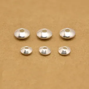 oblate round cheap china wholesale beaded spacer 925 sterling silver diy beads and charms for jewelry making