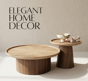 <strong>Nesting</strong> Travertine Effect MDF Coffee <strong>Table</strong> Set of 2 Modern Round Japandi <strong>Center</strong> <strong>Table</strong> Living Room Furniture Wholesale - Product Image 3