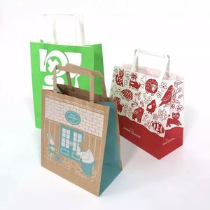 Bolsa de Embalaje Personalizada para Comida de Restaurante, Sushi para Llevar, con Asa, Materiales Reciclados, Papel Kraft Marrón, Diseño Personalizado - Product Image 1