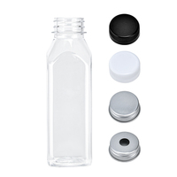 Bouteille de Jus Carrée en Plastique de 350 ml de Qualité Alimentaire pour Boissons, avec Bouchon Inviolable, Vente en Gros