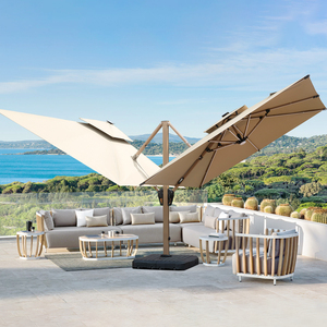 Parasol romain double tête <span class=keywords><strong>haut</strong></span> <span class=keywords><strong>de</strong></span> <span class=keywords><strong>gamme</strong></span> pour extérieur, imperméable, commercial, pour villa, jardin, cour, avec LED solaire, grand format - Product Image 1