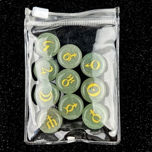 10 Piedras <span class=keywords><strong>de</strong></span> Aventurina Verde con Símbolo Planetario Grabado, Piedras Preciosas Planas Redondas <span class=keywords><strong>de</strong></span> 18 mm, Piedra <span class=keywords><strong>de</strong></span> Palma con Signo Planetario para Astrología y Meditación - Product Image 4