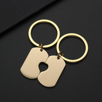 Porte-clés vierges en gros pour la mode, en acier inoxydable poli miroir, forme puzzle cœur, avec gravure laser de logo personnalisé