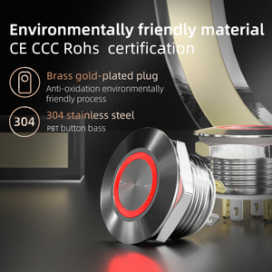 12v青い瞬間スイッチ瞬間コーヒー機器防水Ip67短い旅行プッシュボタンスイッチ12mm - Product Image 3