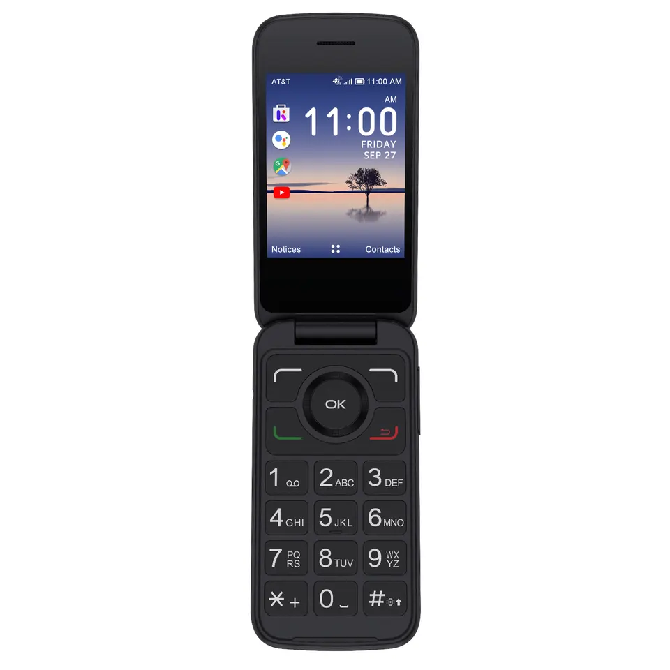 هاتف ذكي من الكاتل طراز SmartFlip 4052R رمادي وأسود (AT&T) يدعم تقنية الجيل الرابع ويدعم تقنية التطور طويل الأمد VoLTE