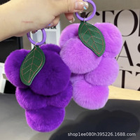 Pendentif en peluche raisin violet, porte-clés fruit réaliste, breloque de sac style Ins, accessoire de poupée boule de raisin