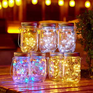 Dây Đèn LED Năng Lượng Mặt Trời 20/30 Bóng Cho Mason Jar Nắp Chèn Màu Thay Đổi Trang Trí Sân Vườn Đèn Giáng Sinh Trang Trí Đám Cưới Ngoài Trời - Product Image 1