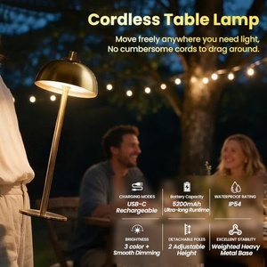 Lámpara de Mesa Inalámbrica de 5200 mAh con Base Antideslizante, Sensor Táctil en la Cabeza, Luz Inalámbrica para Restaurante - Product Image 5