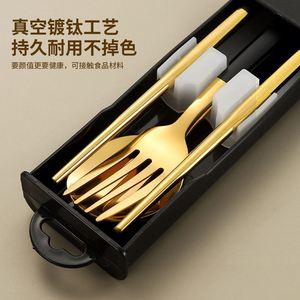 <b>Camping</b> Trip Korean Portable Stainless Steel Cutlery Student Fork Spoon Chopsticks Three-piece Creative Flatware <b>Storage</b> <b>Box</b> - Product Image 3