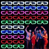 Accessoires lumineux pour adultes, cosplay, Halloween, fournitures de fête néon qui brillent dans le noir, lunettes de soleil à LED colorées en plastique